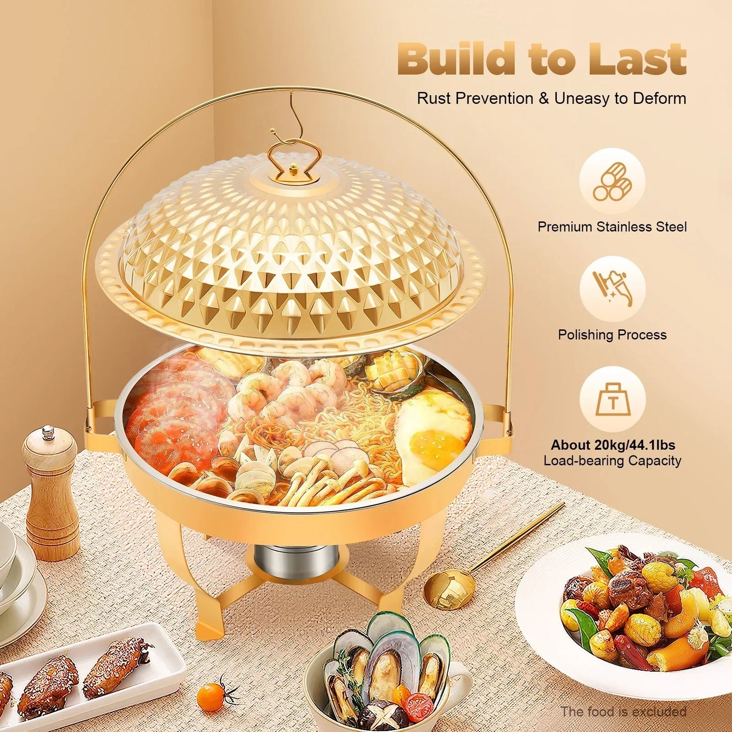 Stainless Steel Round Chafing Dish Buffet With Hanging Lid