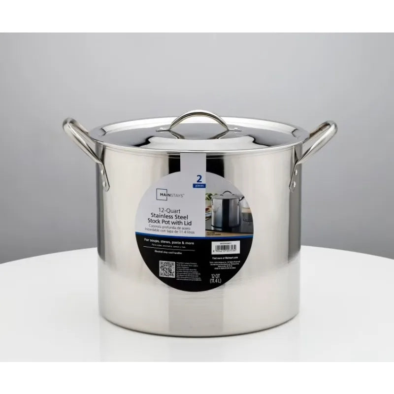 Stainless Steel Stock Pot With Metal Lid Durable And Food Safe