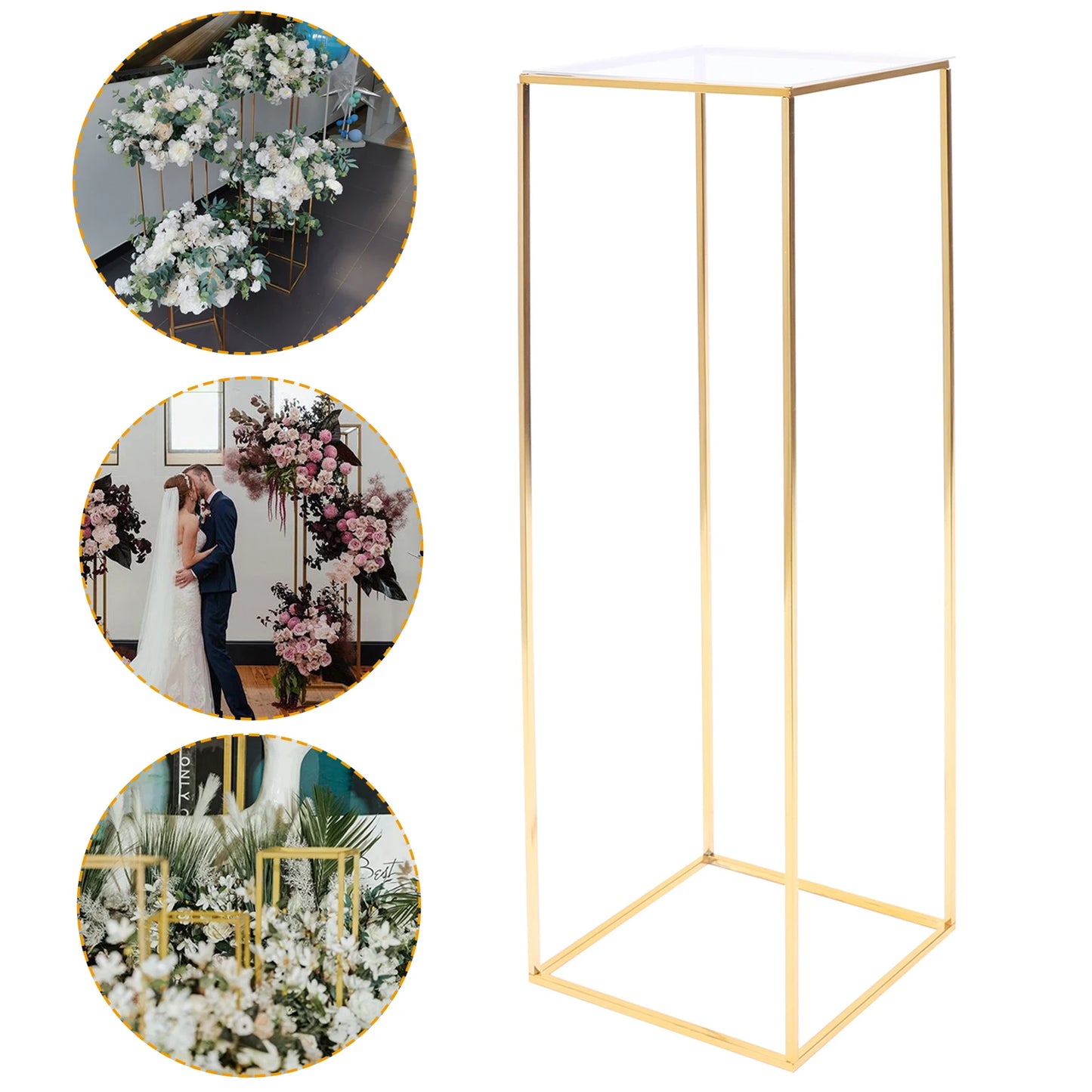 Bymaocar Rectangular Metal Flower Stand Indoor Outdoor Display