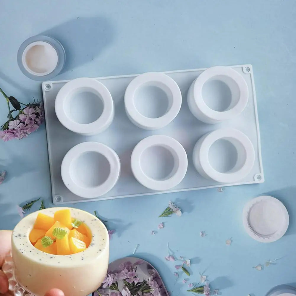 Silicone Mousse Cake Mold 6 Hole Cylindrical Bakeware