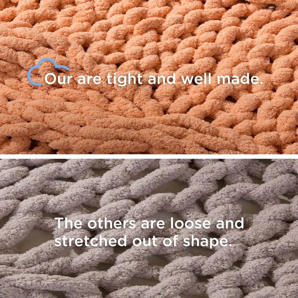 Chunky Knit Throw Blanket 100% Handmade Soft Cotton