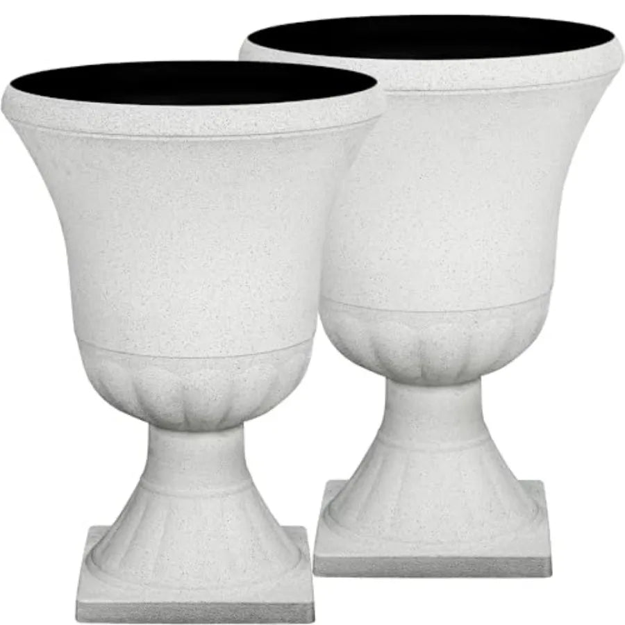 Outdoor Plastic Urn Planters Set of 2 Porch and Patio