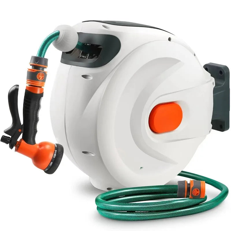 Retractable Garden Hose Reel With Slow Return And Wall Mount