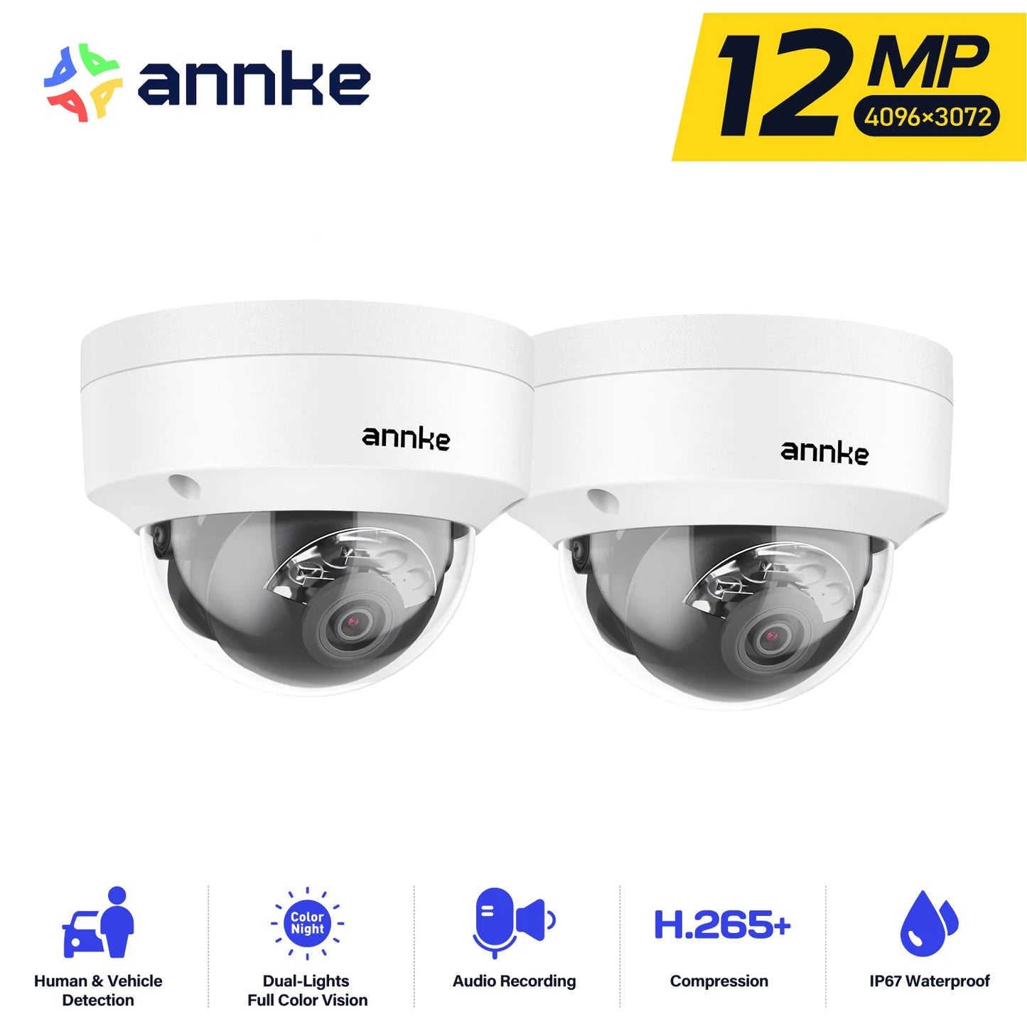 ANNKE 12MP Outdoor Dual-Light PoE Security Camera Night Vision