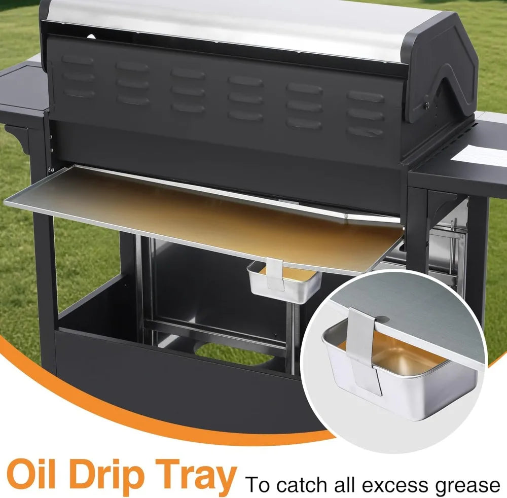6 Burner Propane Gas Grill With Cast Iron Grates And Side Burner