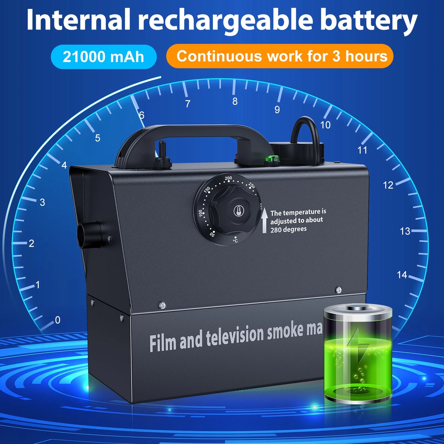 Fieryzeal 400W Rechargeable Fog Machine Remote Control Stage Light