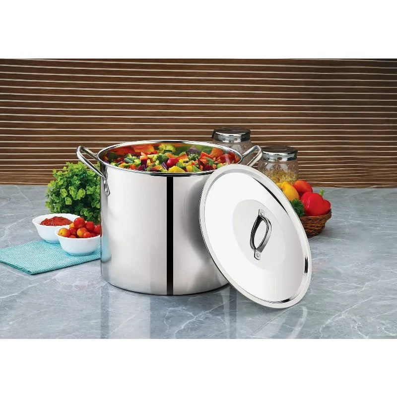 Stainless Steel Stock Pot With Metal Lid Durable And Food Safe
