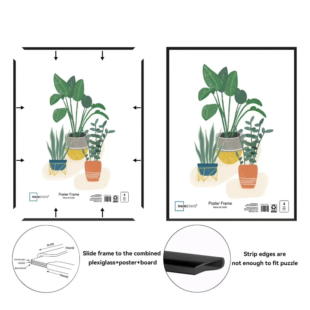 Flat Profile Poster Frame With Mat For Wall Art Decor