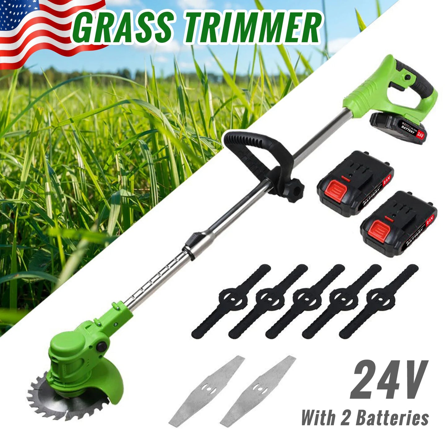 Electric Cordless Weed Trimmer 2 In 1 For Yard Garden