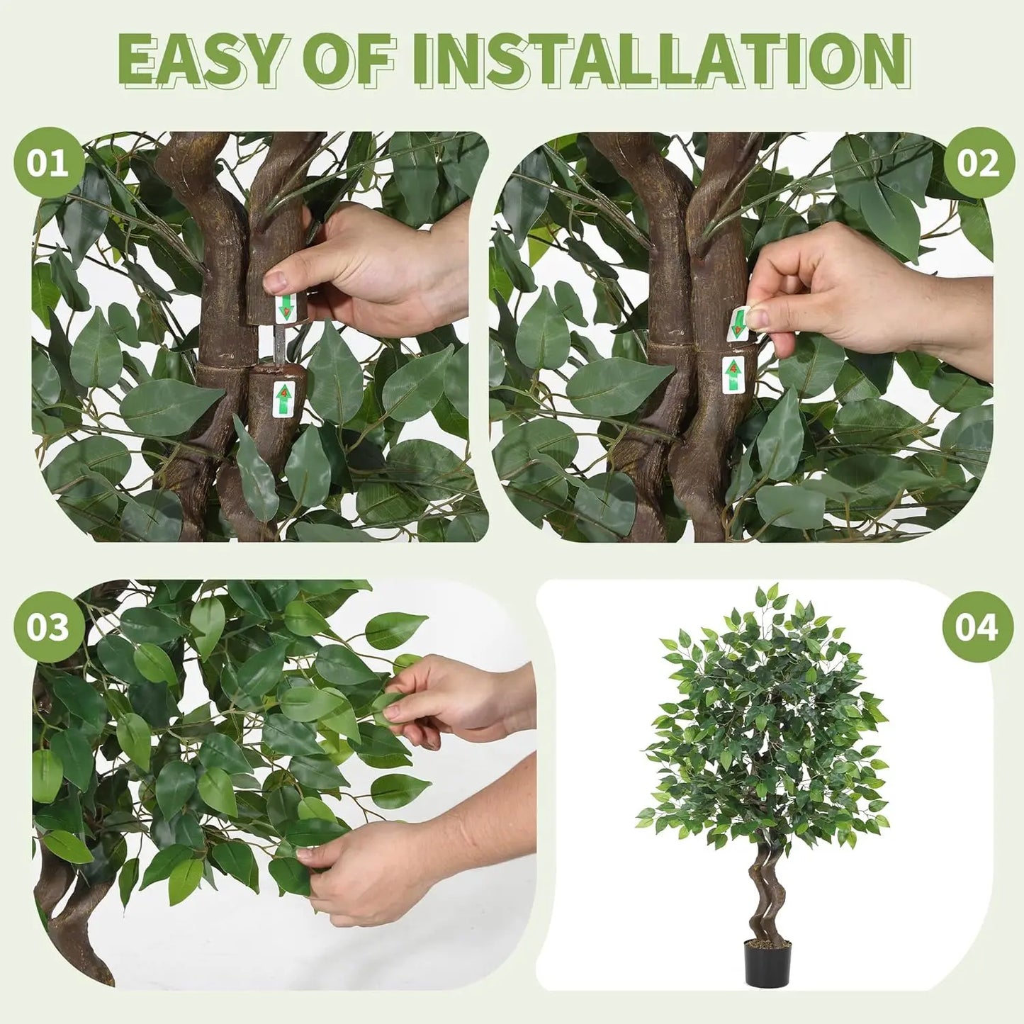 HiMISS Artificial Ficus Tree Faux Floor Plant For Indoor Decor