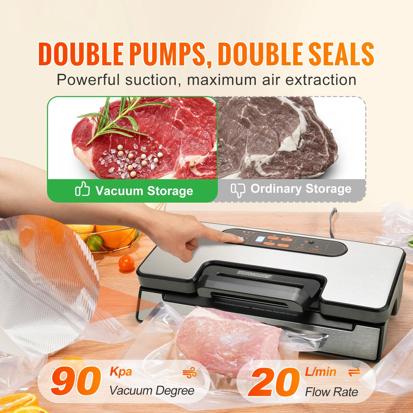 Succebuy Vacuum Sealer Machine 130W 12V With Free Vacuum Bags