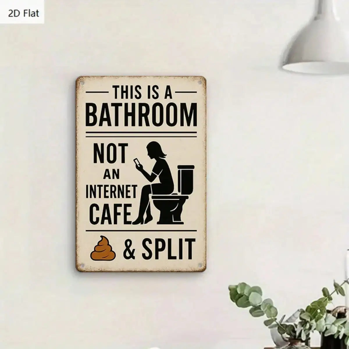 Vintage Iron Tin Sign Bathroom Humor Wall Art For Restroom