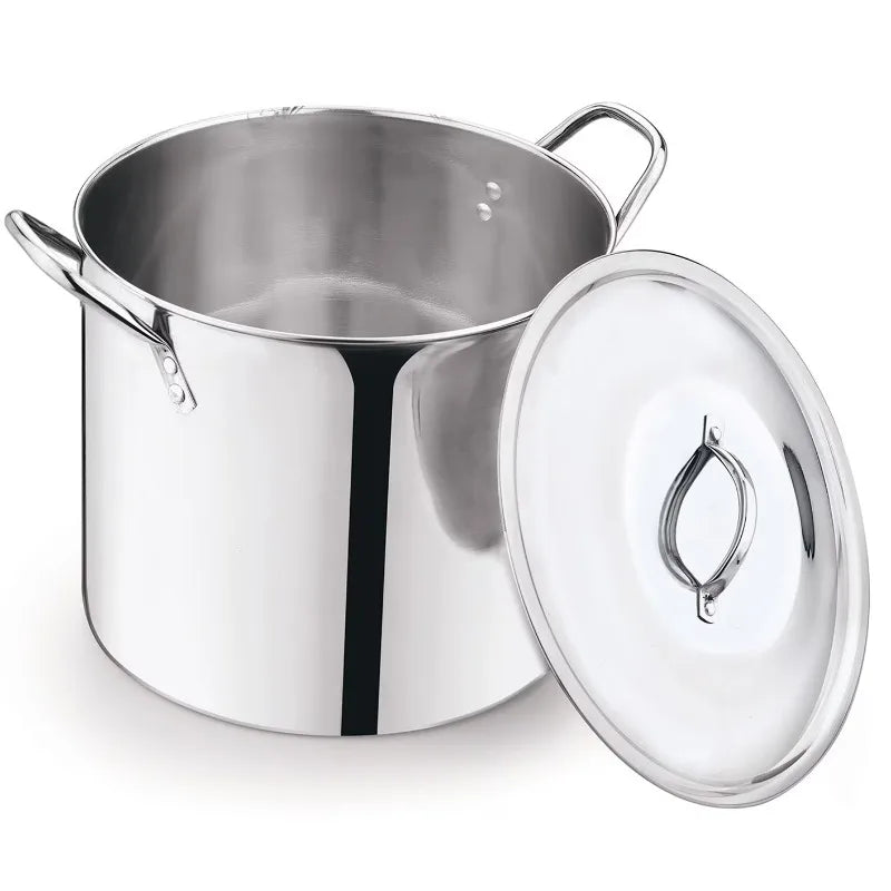 Stainless Steel Stock Pot With Metal Lid Durable And Food Safe