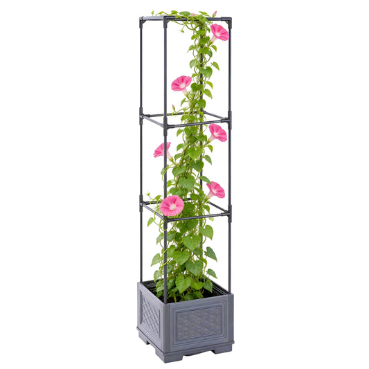 ALIILEE Three-Layer Self Planting Wheeled Garden Planter Box Trellis
