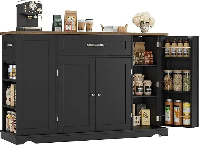 Guangbai Wheeled Kitchen Island Cart With Storage And Two Drawers