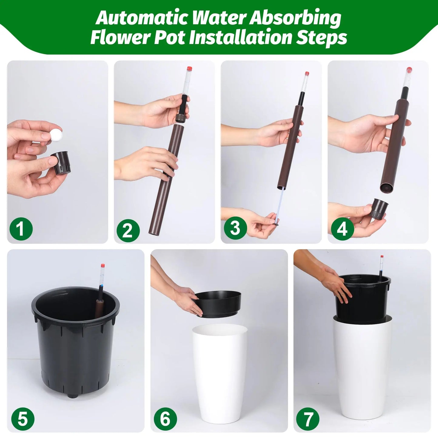 HiMISS Self Watering Planters Set Of 2 With Water Level Indicator Indoor Outdoor