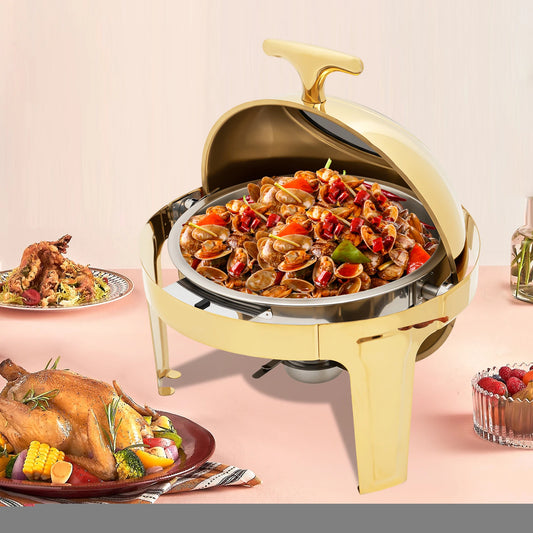 Round Chafing Dish Buffet Set With Thick Frame For Weddings