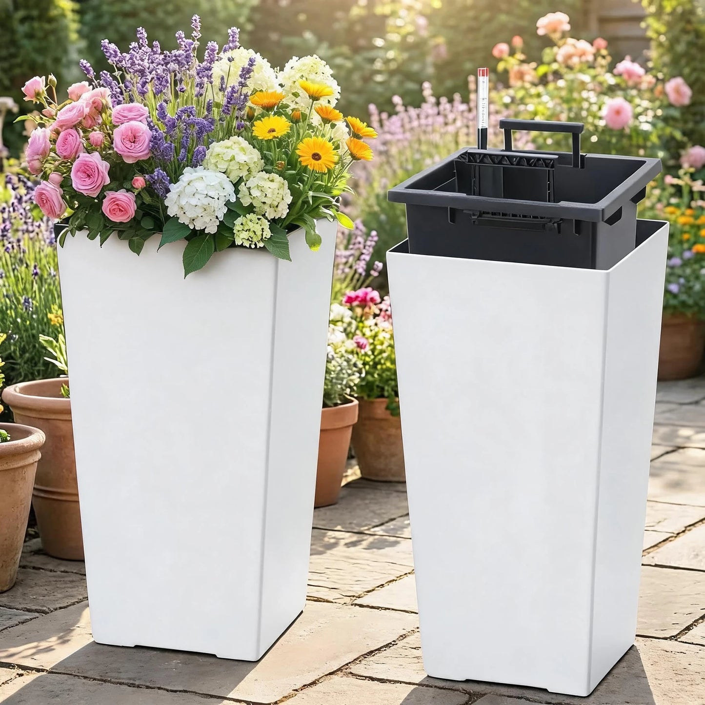 HiMISS Self Watering Planters Set Of 2 For Front Porch