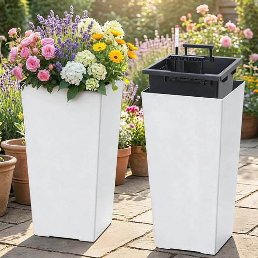 HiMISS Self Watering Planters Set Of 2 For Front Porch