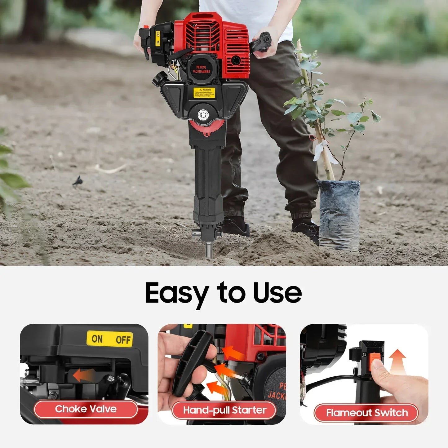 CNCEST Gas Powered Tree Digger 1900W Handheld Excavator