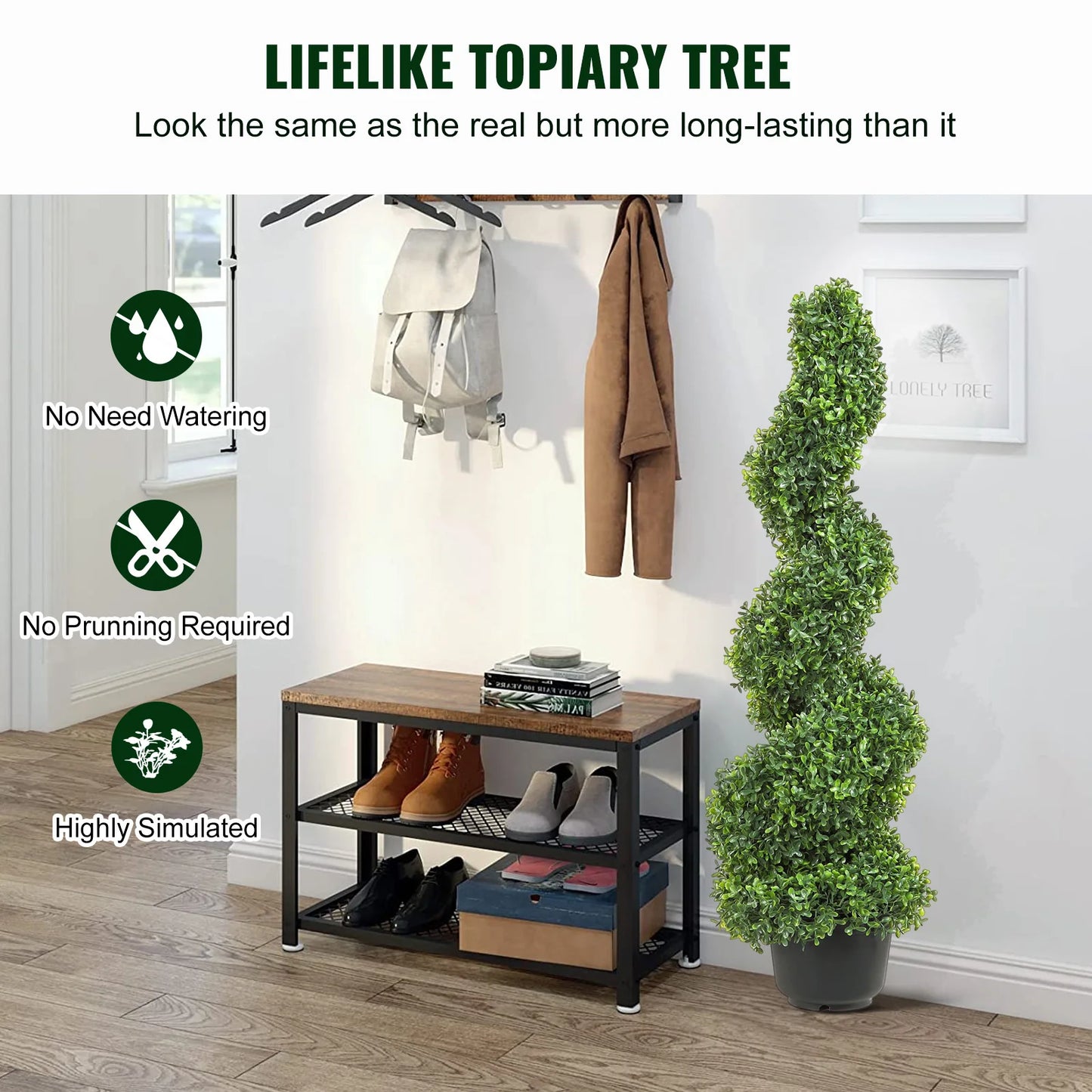 Artificial Boxwood Tower Topiary Spiral Plant Outdoor Decor