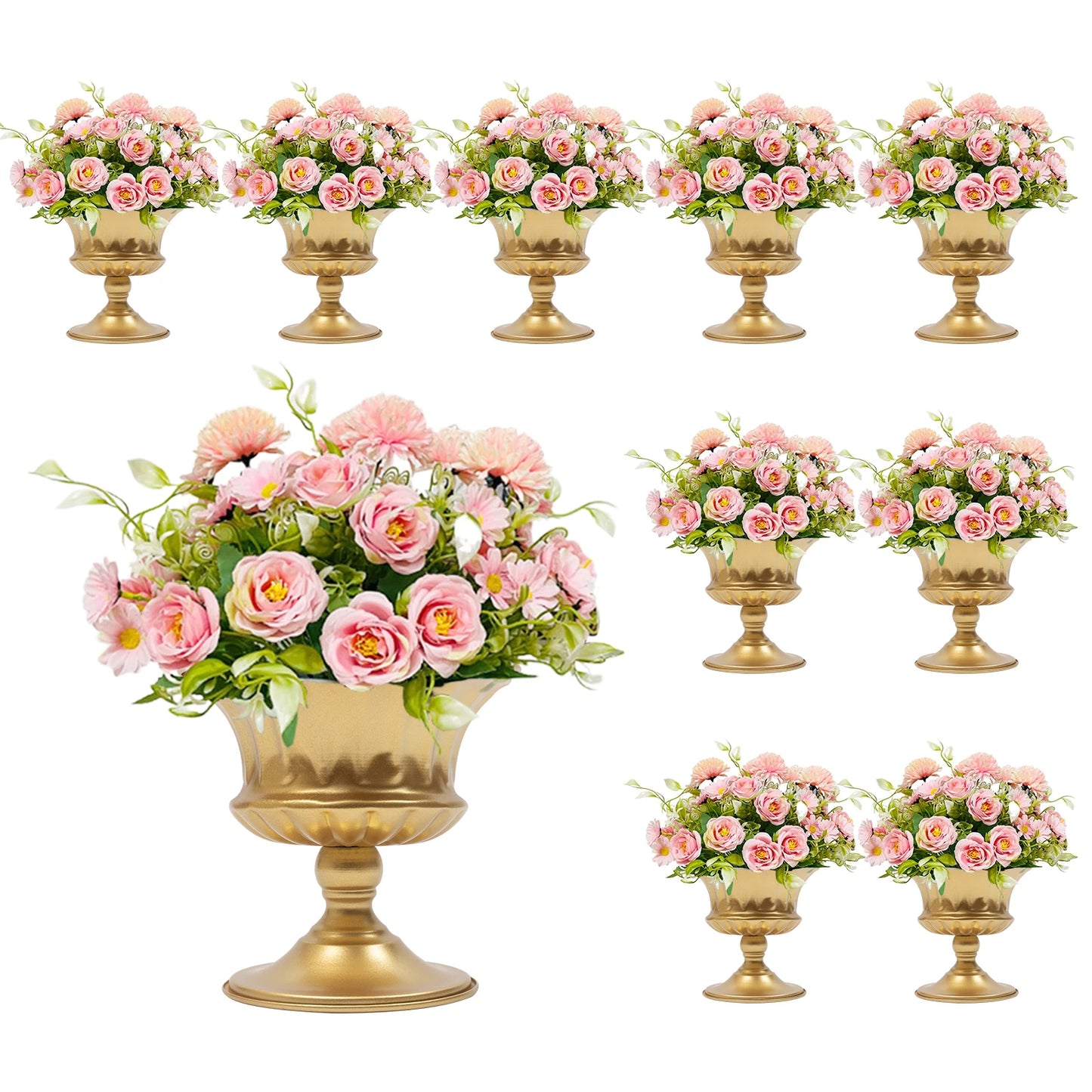 Gold Floral Vases Set Of 10 Trumpet Centerpieces For Weddings