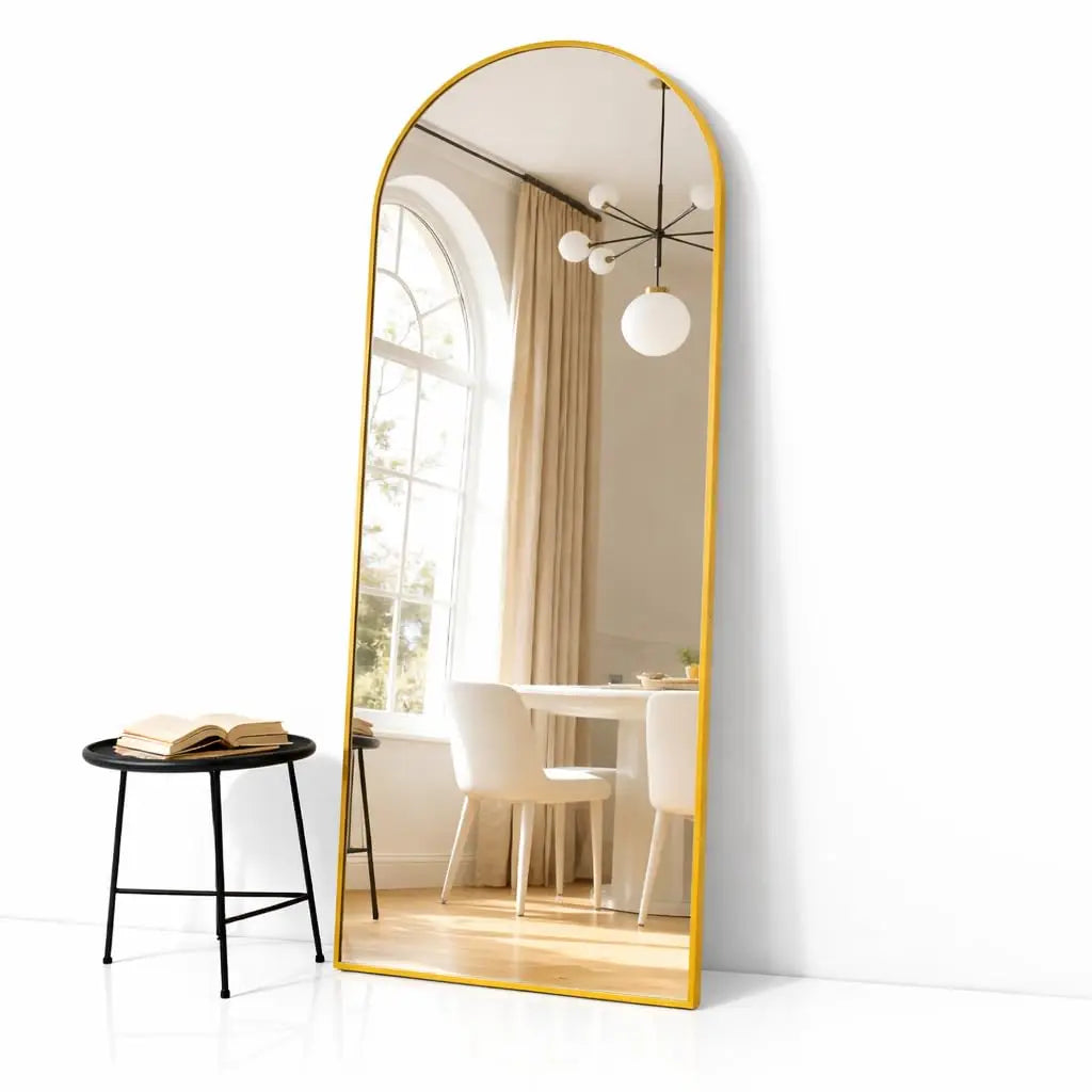 Modern Arched Full Length Wall Mirror By Gold Finish Brand