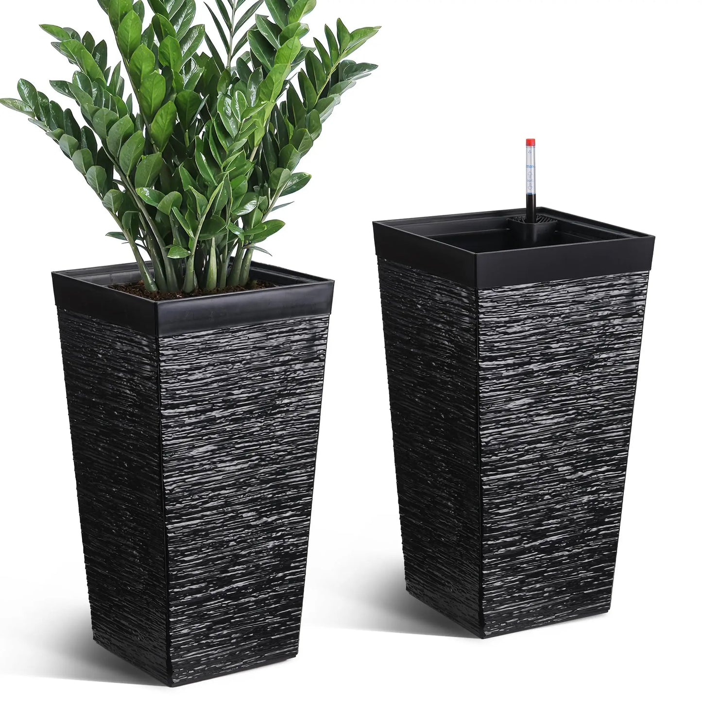 HiMISS Self Watering Planters Set Of 2 For Outdoor Porch