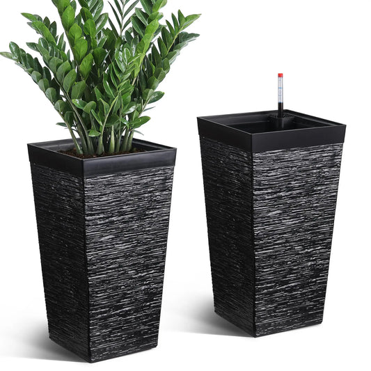 HiMISS Self Watering Planters Set Of 2 For Outdoor Porch
