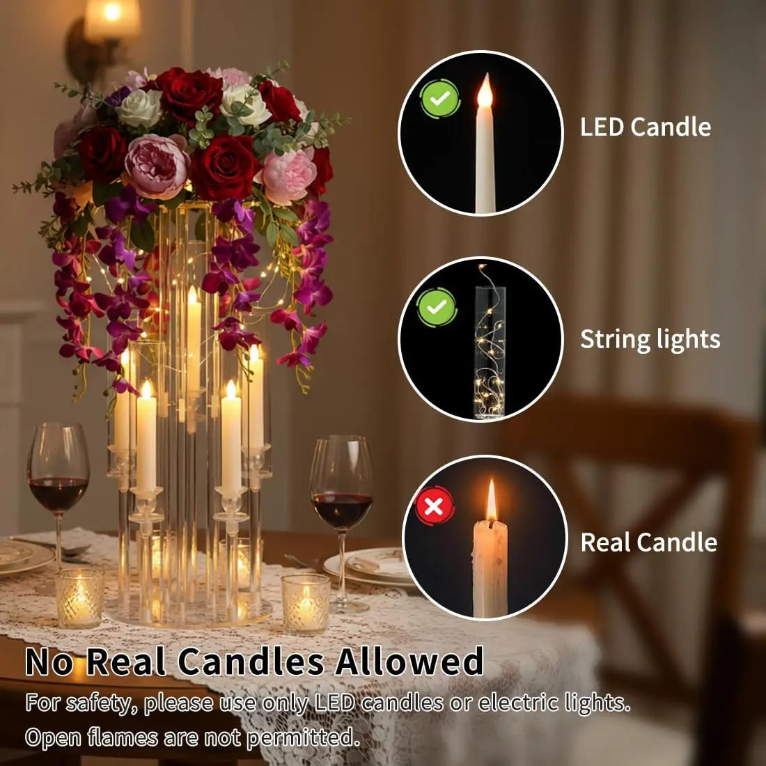 4 Piece Clear Acrylic Candelabra Centerpiece Stand for Weddings