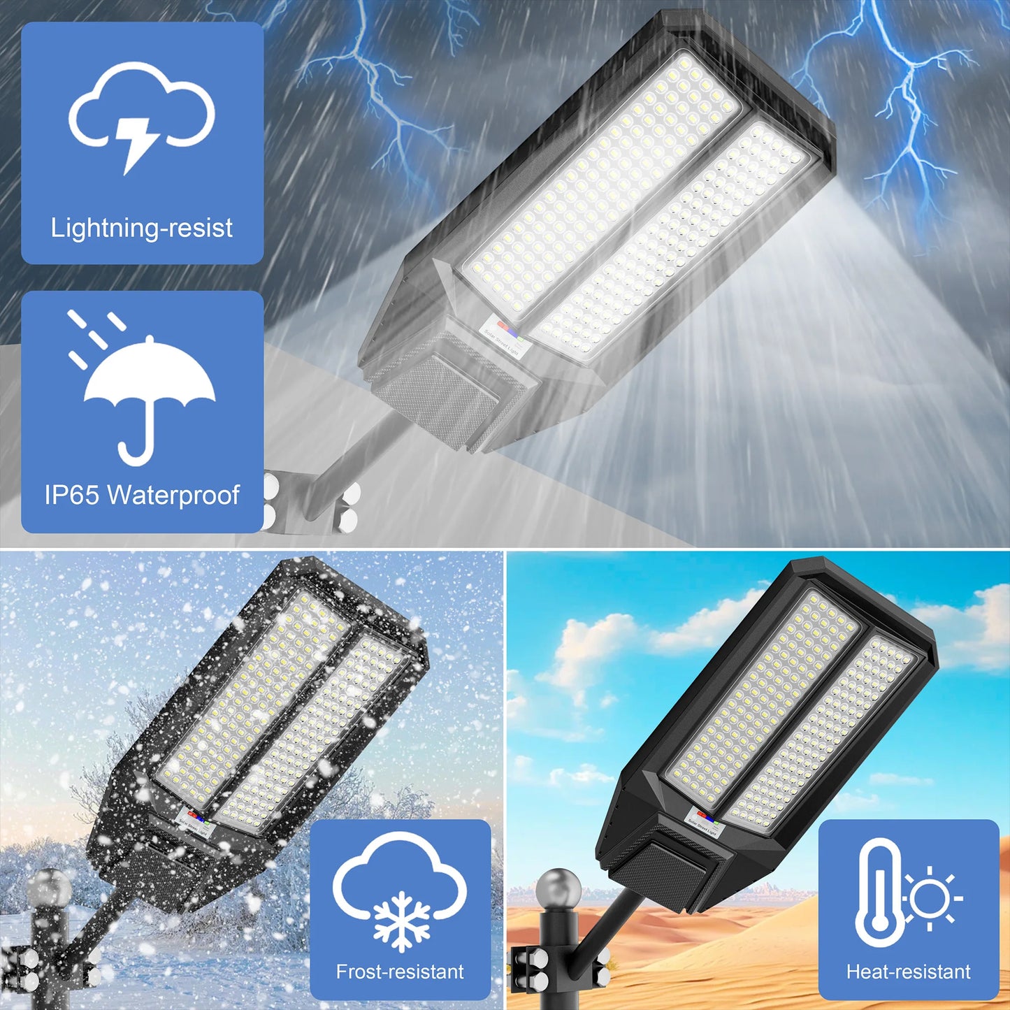 2-Pack 9000W Solar Street Light IP65 Dusk-To-Dawn Motion Sensor