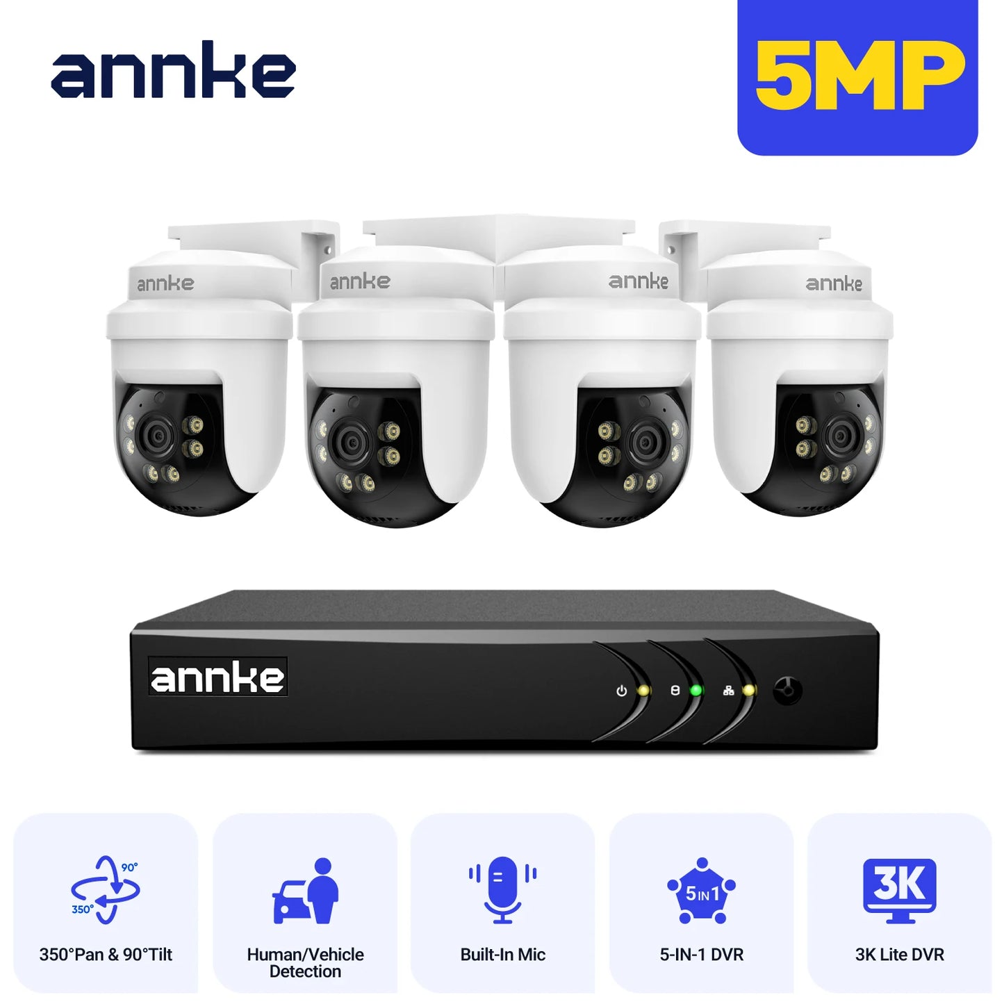 ANNKE 5MP Dome Outdoor Camera Kit With 8 Channel IP65