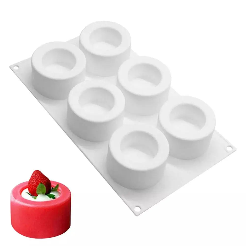Silicone Mousse Cake Mold 6 Hole Cylindrical Bakeware