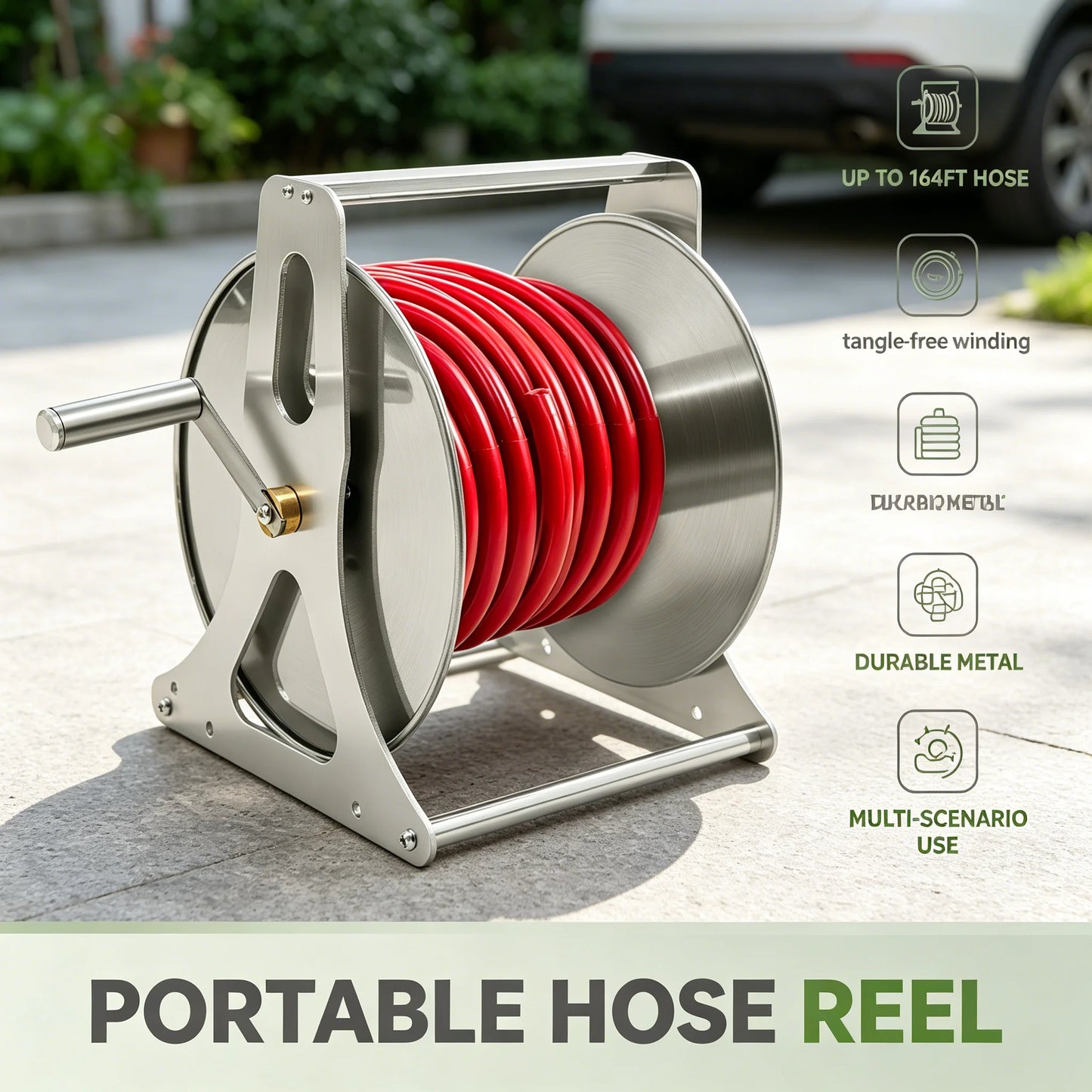 Heavy Duty Water Hose Reel With Garden Hose Storage Rack