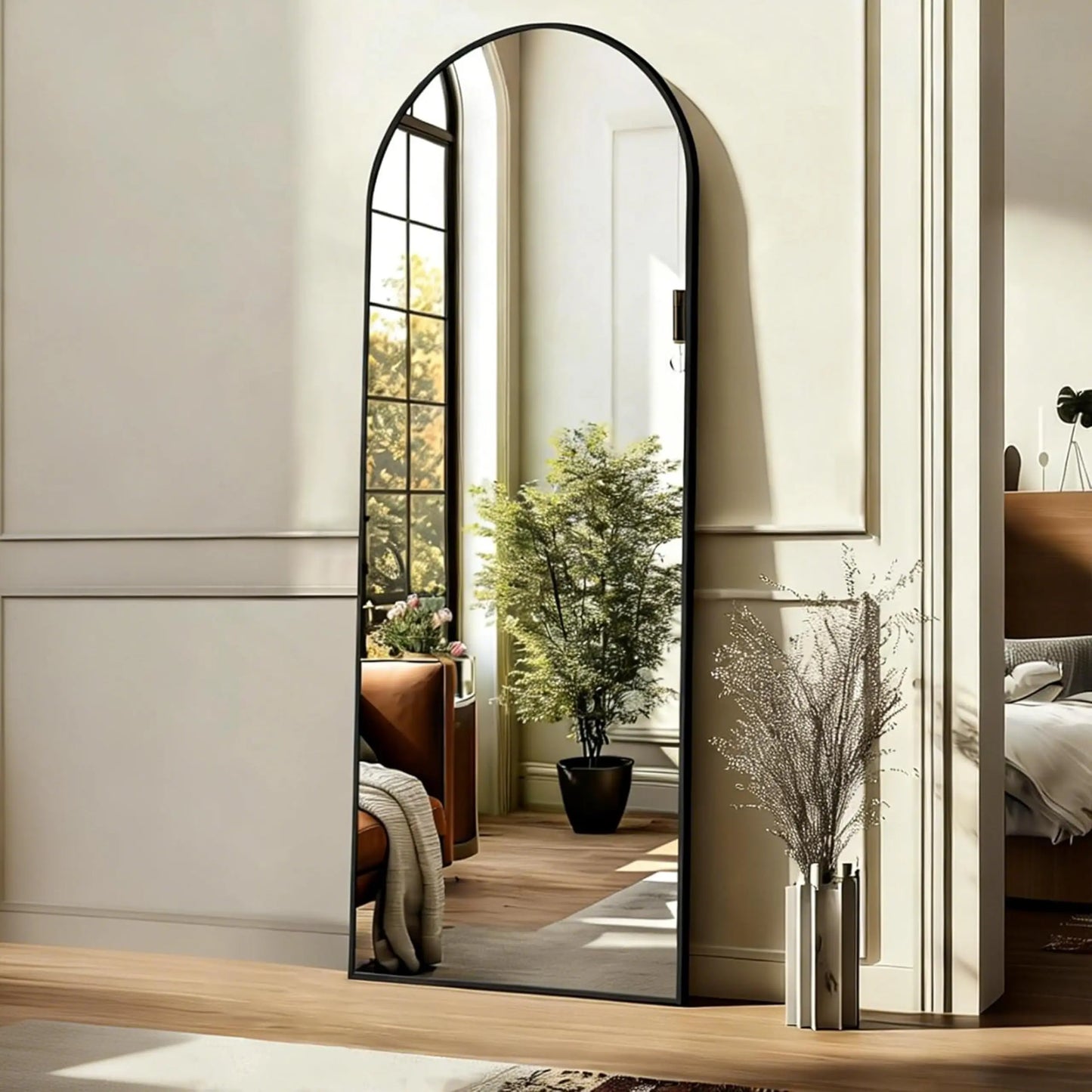 Modern Arched Full Length Wall Mirror By Gold Finish Brand