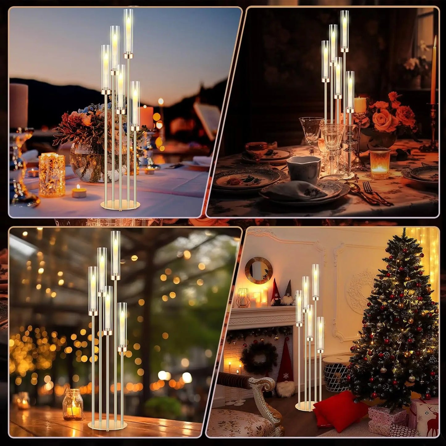 Metal Floor Candelabra Set For Wedding 5-Arm Centerpiece Candlesticks