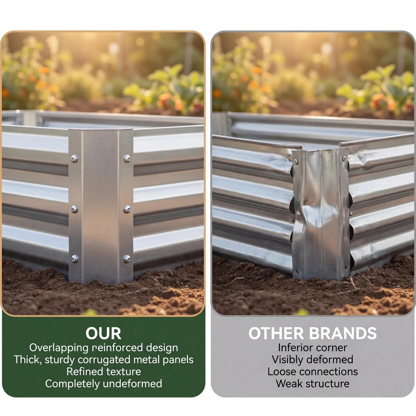 HiMISS 2 Pack Galvanized Steel Raised Garden Beds Outdoor