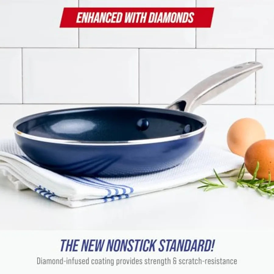 Diamond Infused Nonstick Frying Pan Skillet With PFASFree Ceramic Coating