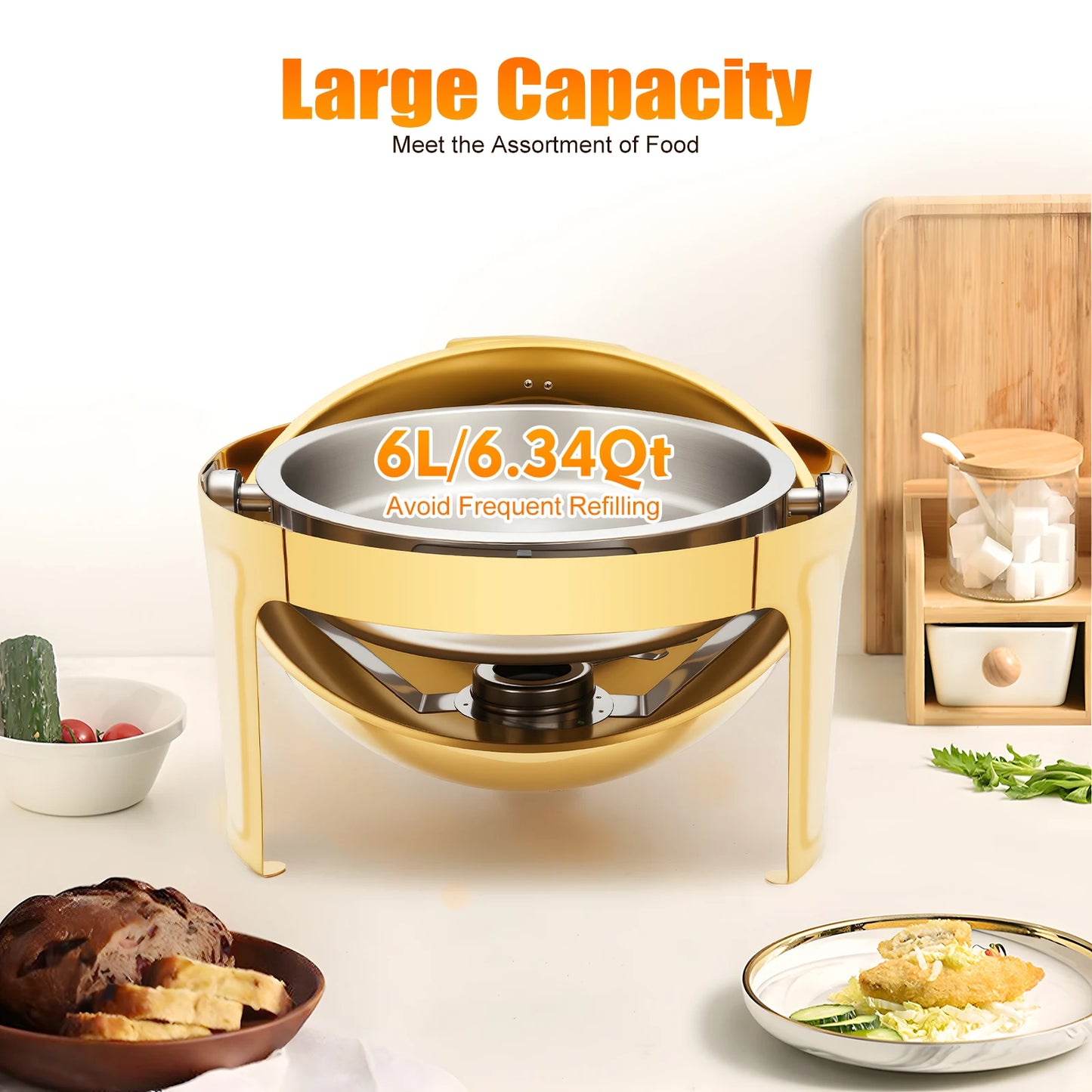 Bymaocar Round Chafing Dish With Clear Lid 90 180 Opening