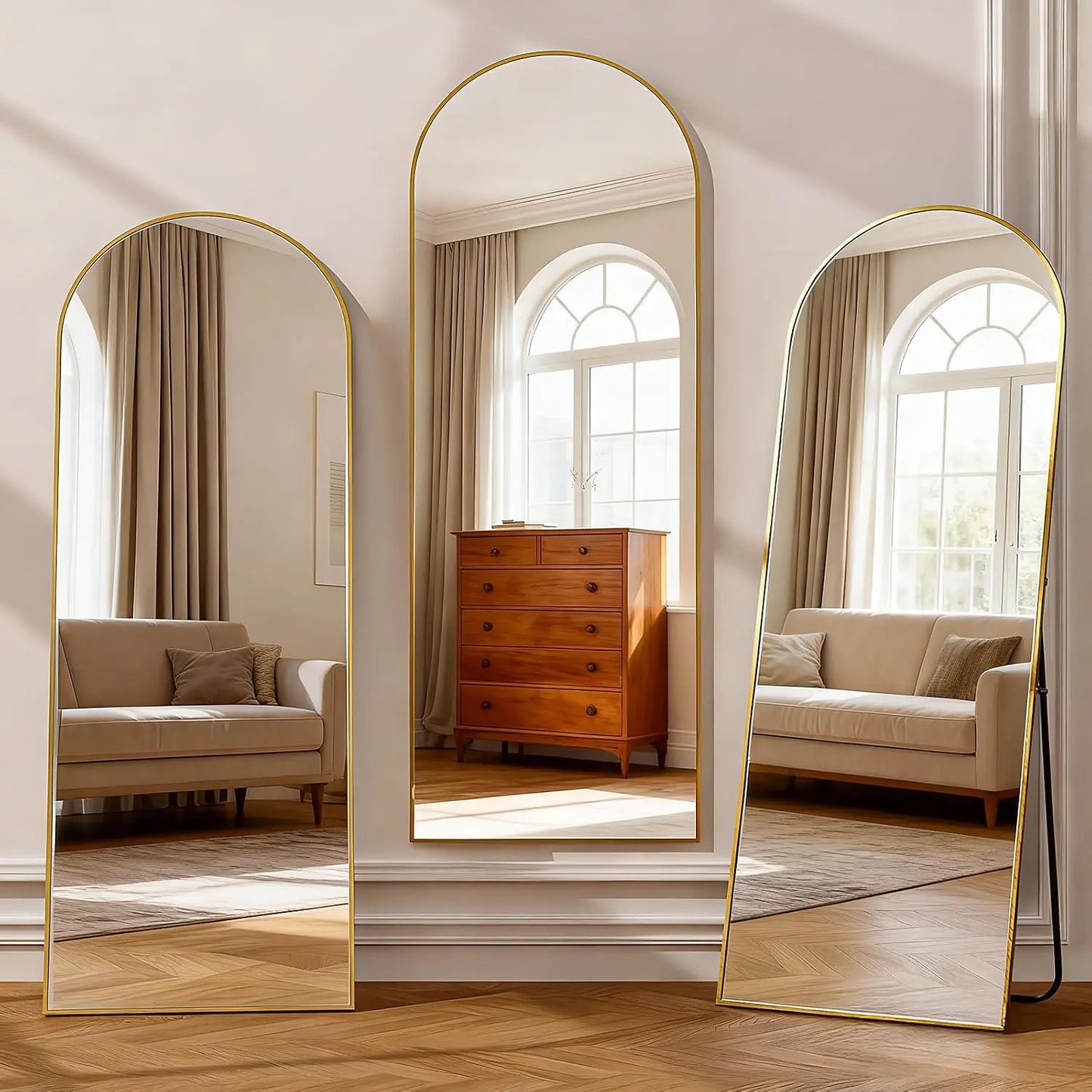 Modern Arched Full Length Wall Mirror By Gold Finish Brand