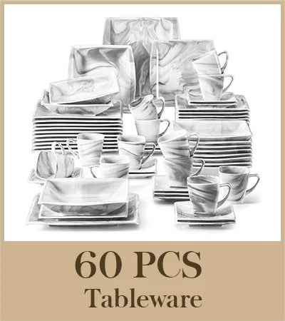 MALACASA Porcelain Dinnerware Set For 12 Service Plates Bowls
