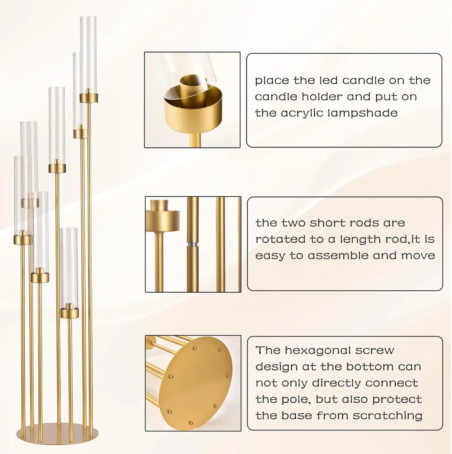 7 Arm Floor Candelabra Centerpieces For Wedding And Dinner Parties