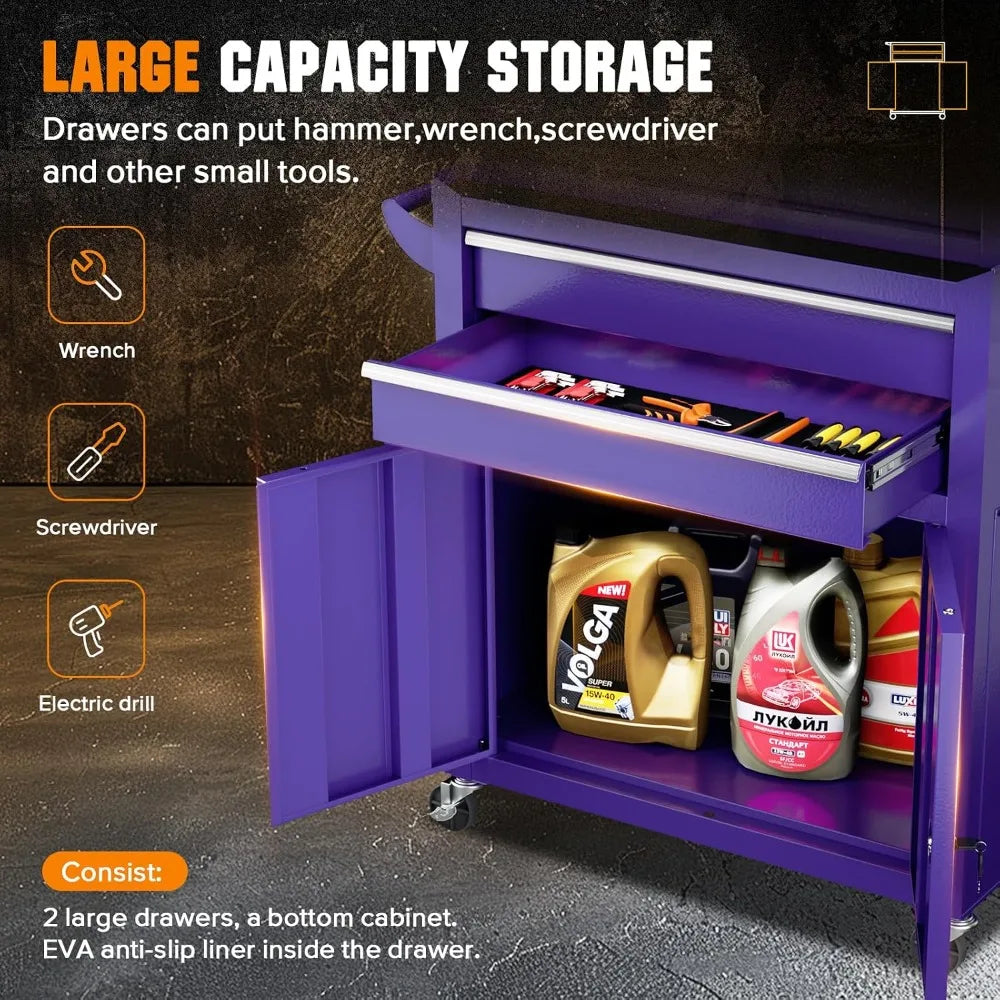 Lockable Rolling Steel Tool Chest and Cabinet Combo Garage Storage