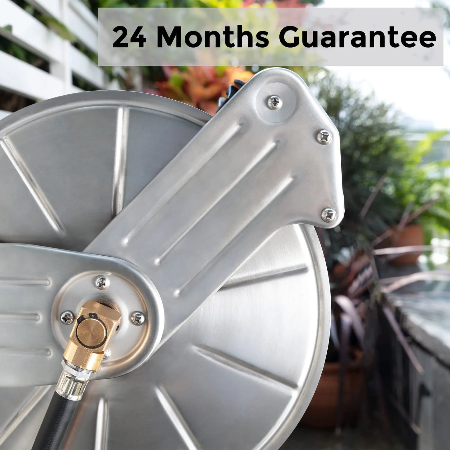 Giraffe Tools Stainless Steel Garden Hose Reel With Crank Wall Or Floor Mount