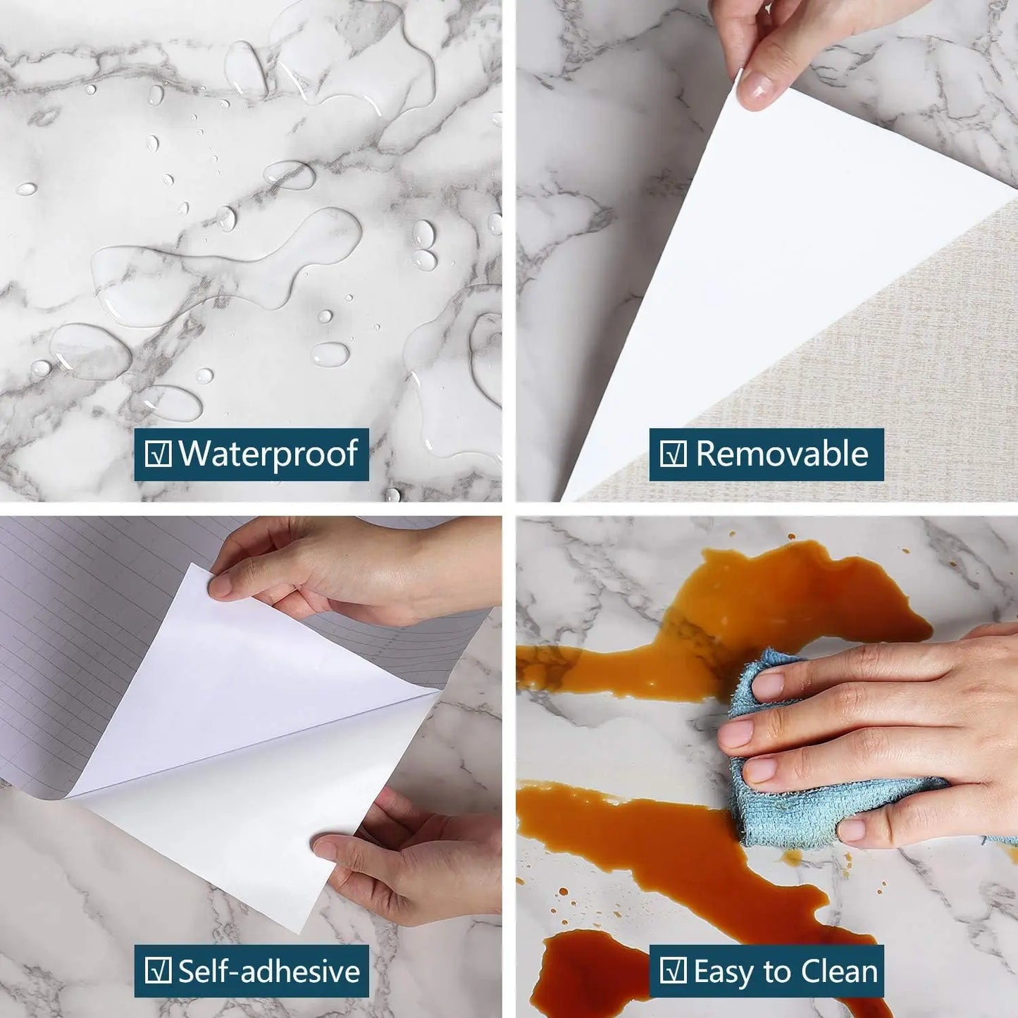 Veined Vinyl SelfAdhesive Wallpaper Waterproof For Kitchen And Living Room