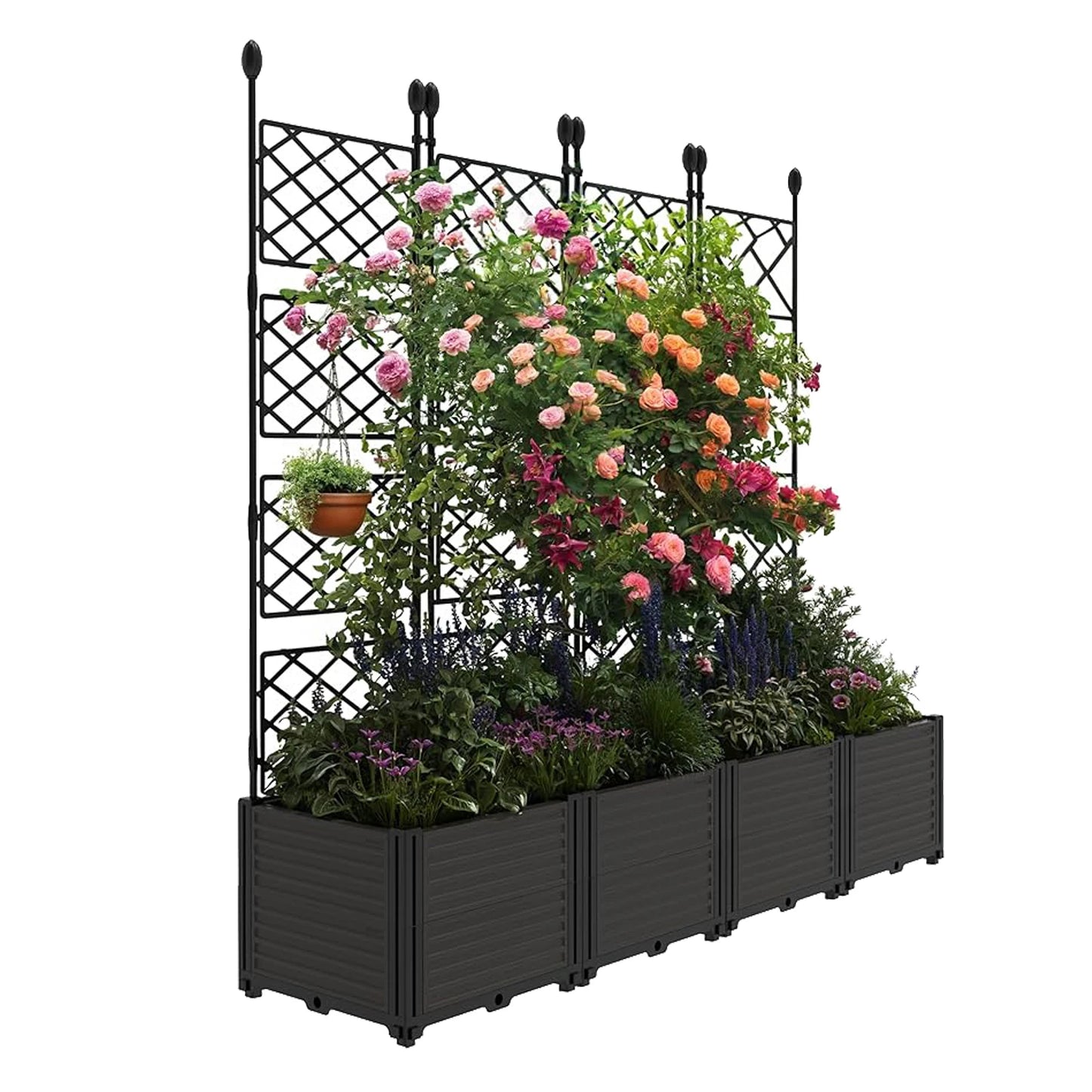 Vertical Garden Planter Box With Trellis For Climbing Plants