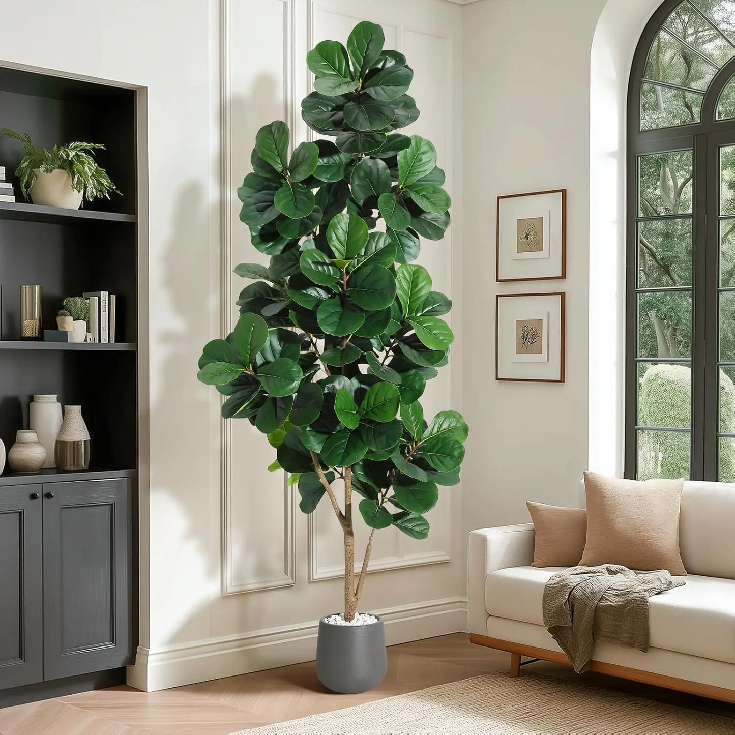 HiMISS Fiddle Leaf Fig Artificial Tree With White Planter Pot