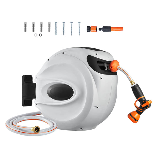 SucceBuy Retractable Hose Reel With Swivel Bracket Wall Mount