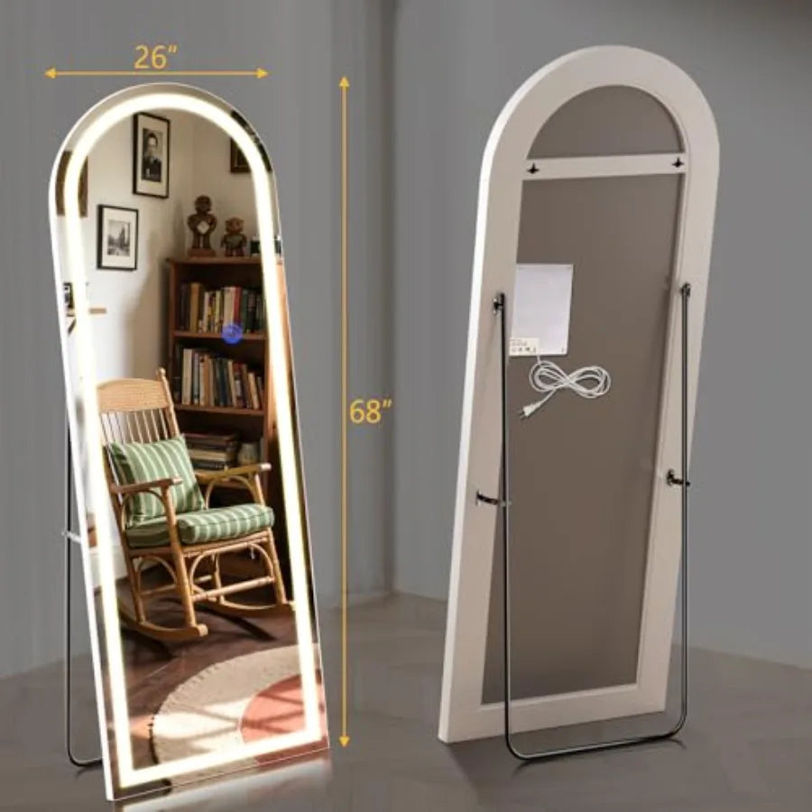 Full Length Standing Mirror With Dimmable 3 Color Led Lights