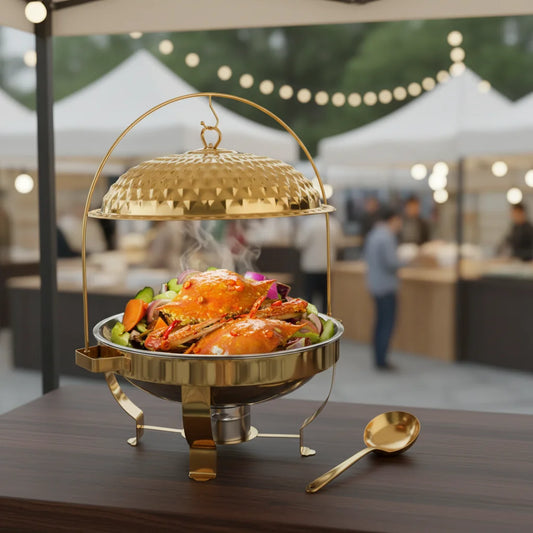 Stainless Steel Round Chafing Dish Buffet With Hanging Lid
